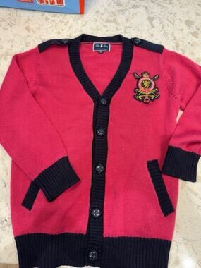 Blue bears By Nicolas And bears Girls Pink Navy Equestrian Crest Cardigan 6 Year